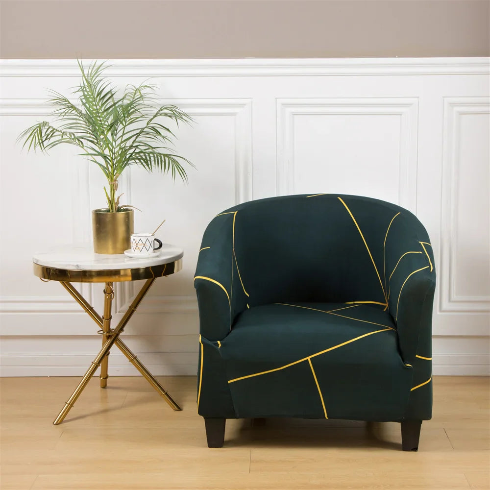 Afralia™ Printed Tub Chair Cover - Armchair Slipcover for Club Sofa