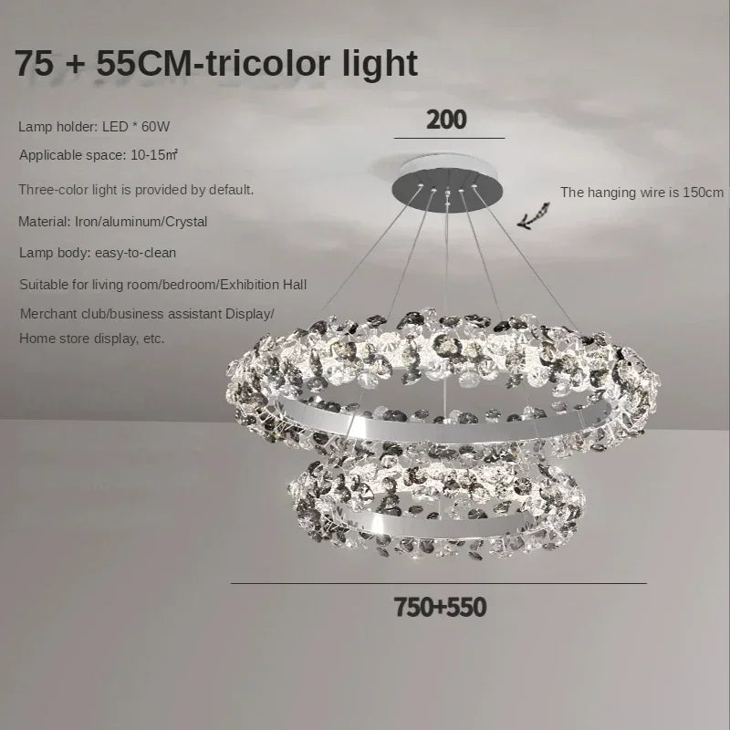 Afralia™ Sun Flower Crystal LED Ring Pendant Chandelier - Luxury Nordic Ceiling Light