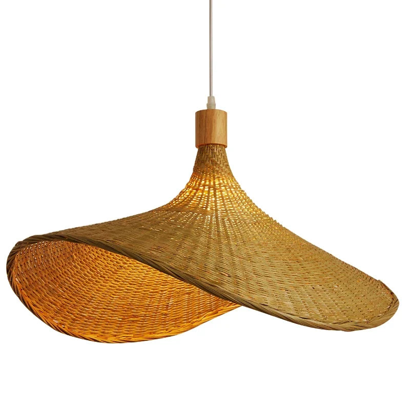 Afralia™ Bamboo Wicker Chandelier Ceiling Hanging Lamp Dining Room Pendant Light