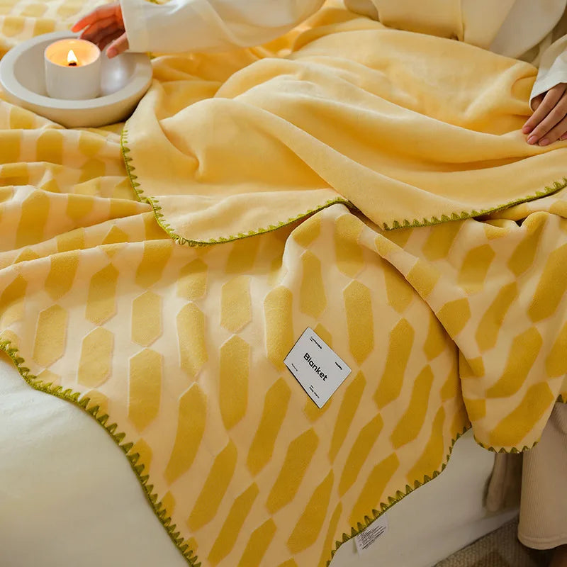 Afralia™ Nordic Jacquard Sheep Fleece Blanket for Single Double Size