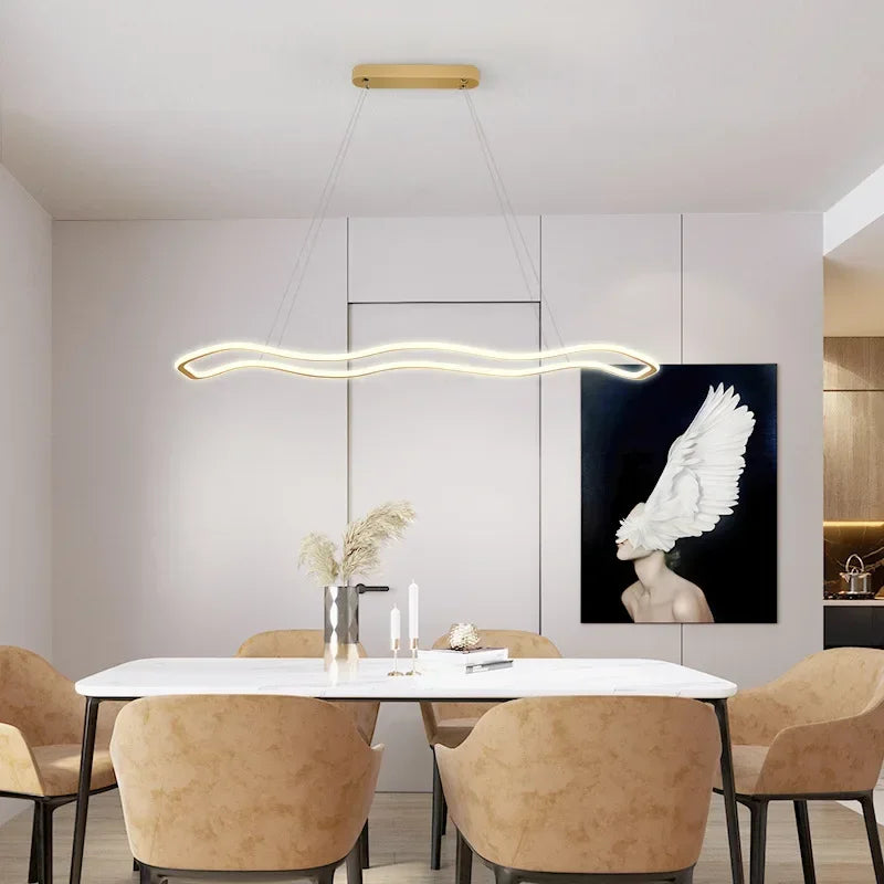 Afralia™ LED Pendant Light: Modern Aluminum Line Shapes Chandelier