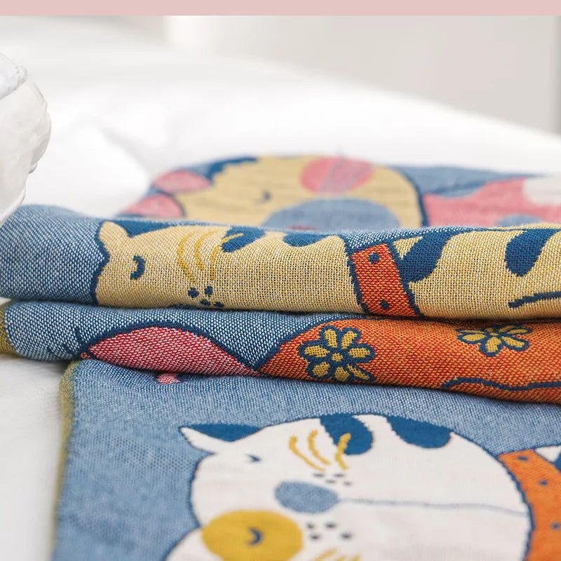 Afralia™ Cartoon Boho Bedspread - 100% Soft Cotton Double-Sided Woven Blanket