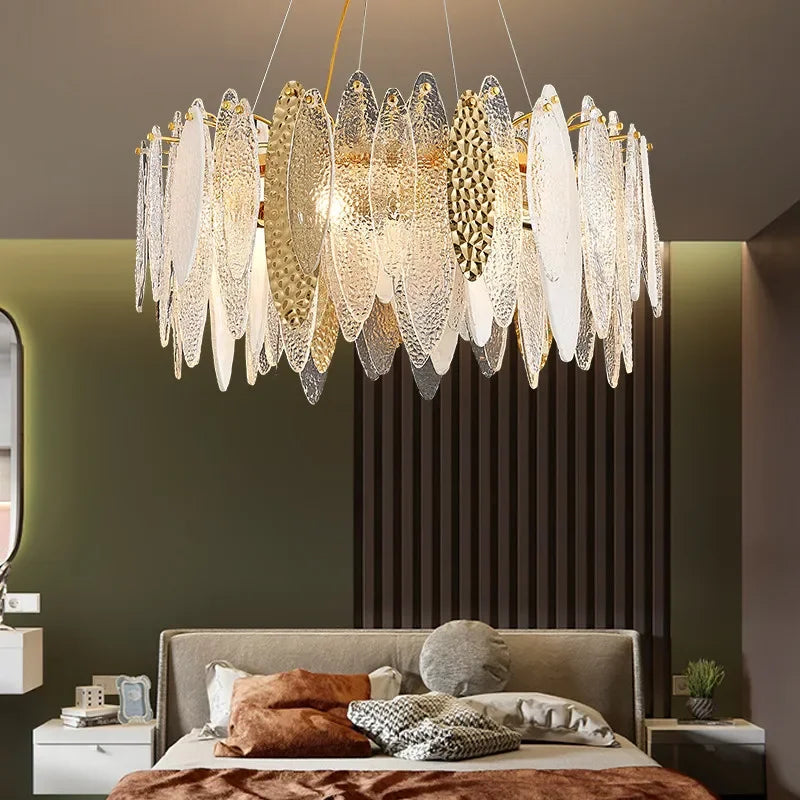 Afralia™ Gold Metal Chain LED Pendant Lights for Modern Luxury Living Room