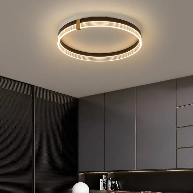 Afralia™ Minimalist Remote Control Round LED Ceiling Lamp for Bedroom and Living Room