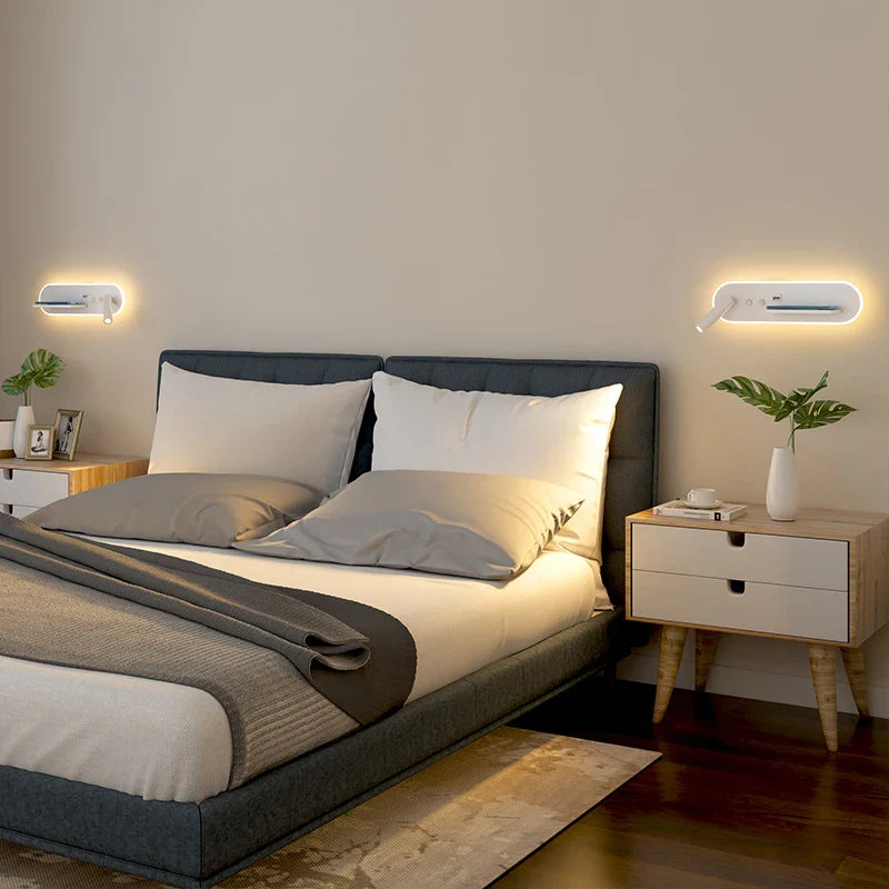 Afralia™ Bedside Wall Lamps with Switch, USB Port, Wireless Charging for Home Bedroom