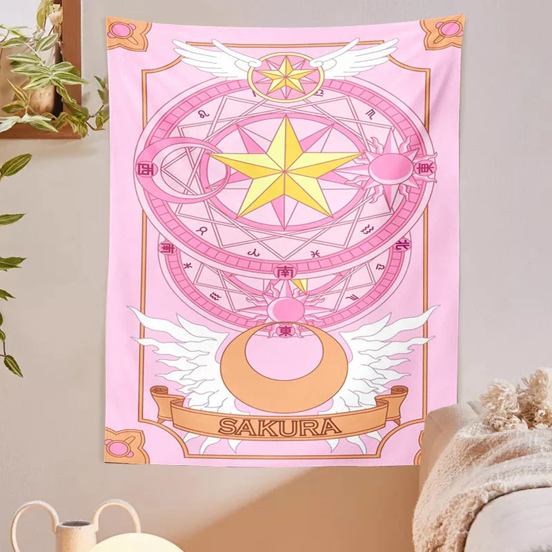 Afralia™ Sailor Moon Tapestry: Kawaii Pink Room Decor for College Dorm and Home