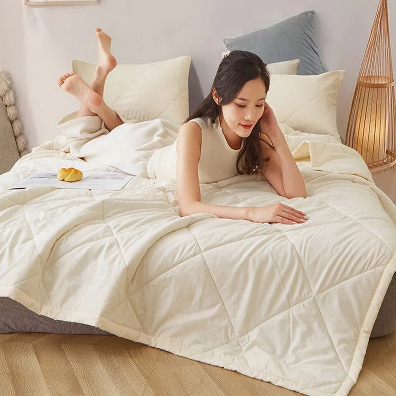 Afralia™ Quilted Summer Blanket: Soft & Breathable Double Comforter