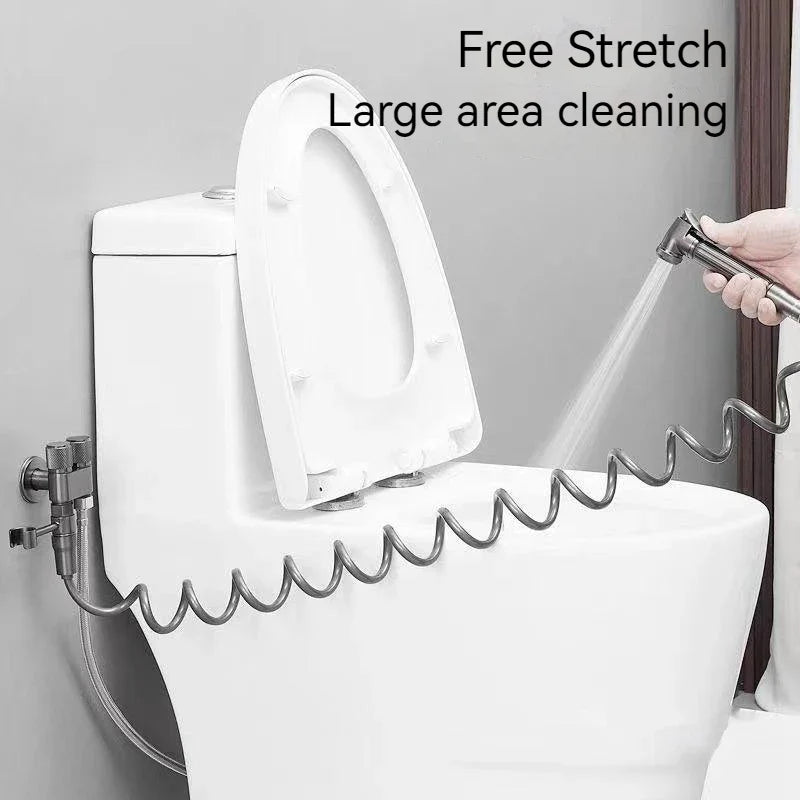 Afralia™ Stainless Steel Handheld Bidet Toilet Spray Gun Set for Bathroom Cleaning.