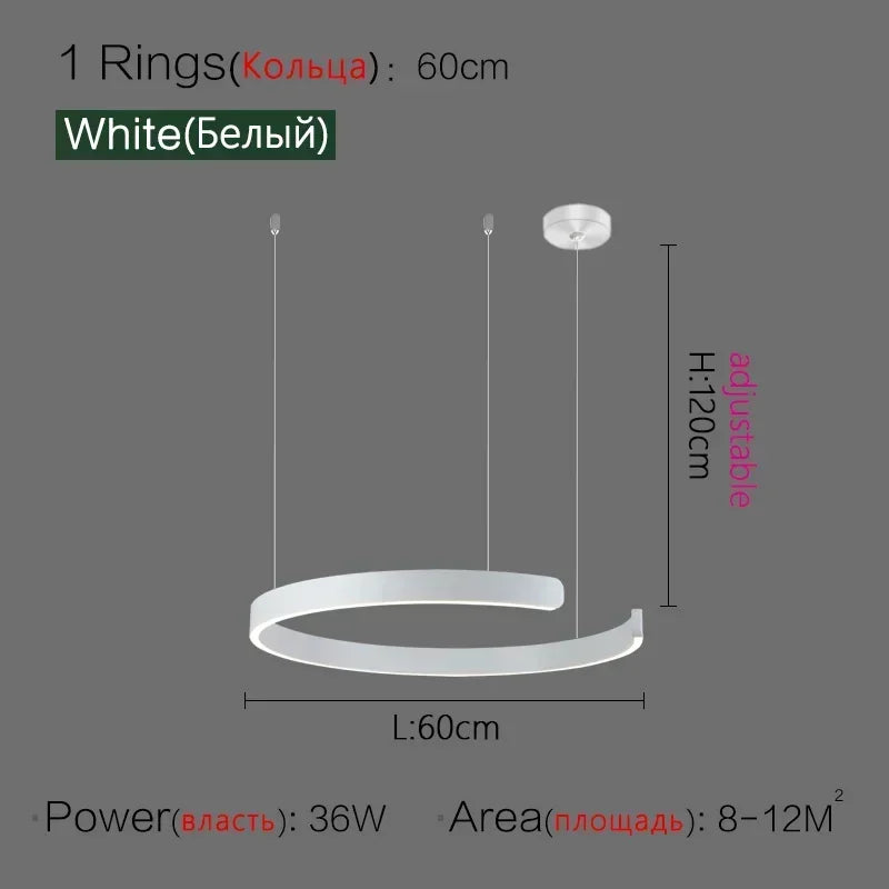 Afralia™ Minimalist Circle Rings Ceiling Chandelier Pendant Light for Home Decor