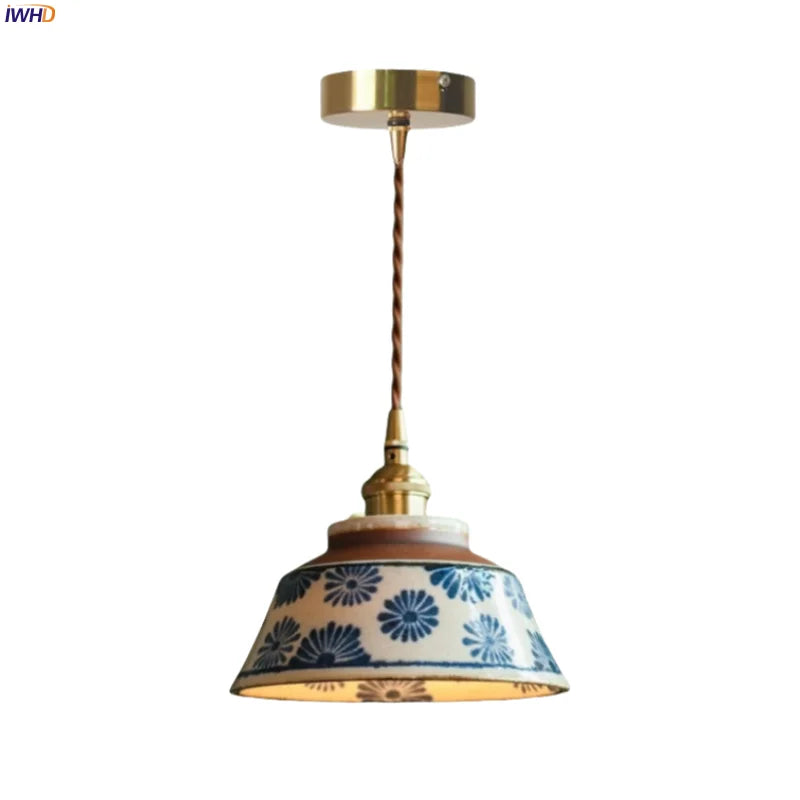 Afralia™ Ceramic LED Pendant Lights: Vintage Style for Restaurant, Bedroom, and Living Room