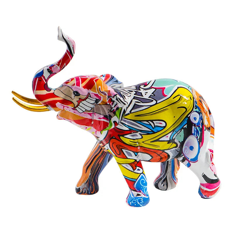 Afralia™ Resin Elephant Figurines Pop Art Animal Statues for Home & Office Decor