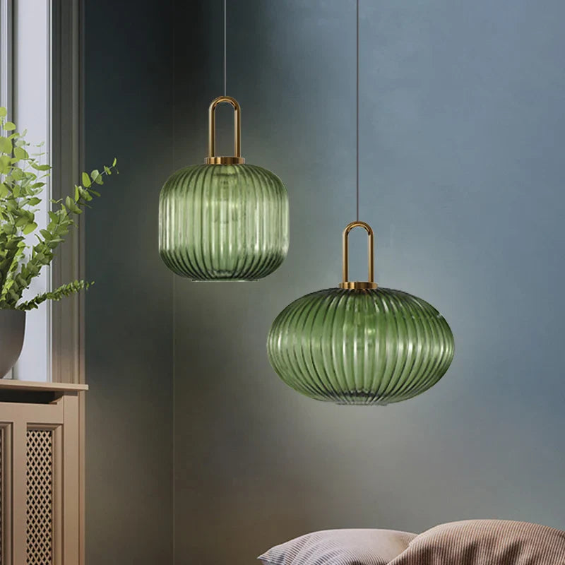 Afralia™ Pumpkin Glass Nordic Pendant Lights for Bedroom Dining Kitchen Island