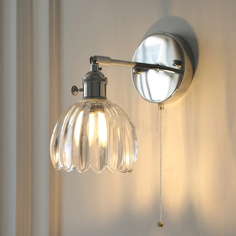 Afralia™ Clear Glass Iron Wall Lamp - Dual Light Up Down Rotate for Home Décor