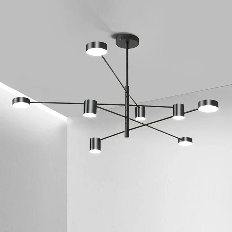 Afralia™ Modern Gold Black LED Chandelier for Living Room, Bedroom, and Restaurant