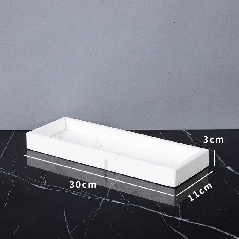 Afralia™ Volakas White Marble Bathroom Set - Soap Dispenser, Tissue Box, Tray