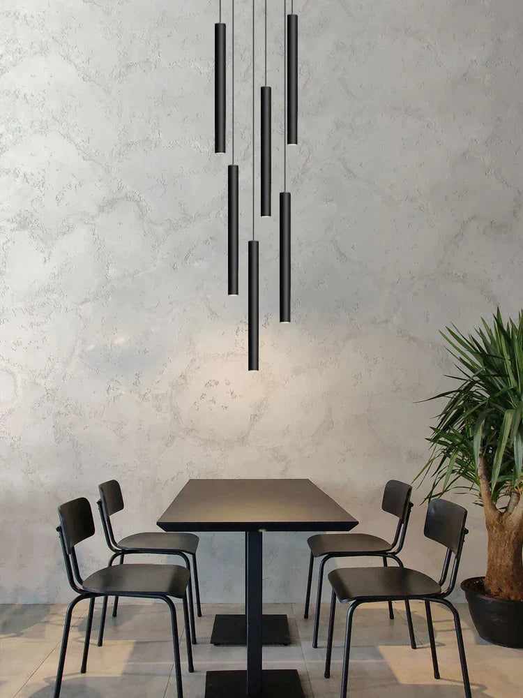 Afralia™ Tubular Chandelier: Modern Hanging Pendant for Living Room, Restaurant, Hotel, or Staircase