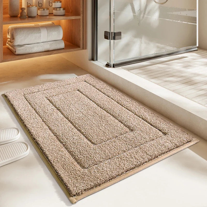 Afralia™ Geometric Flocked Bath Mat Thicken Super Absorbent Anti-slip Bathroom Rug.