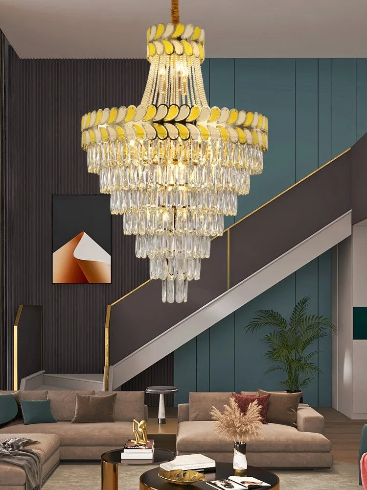 Afralia™ Luxury Duplex Building Staircase Chandelier