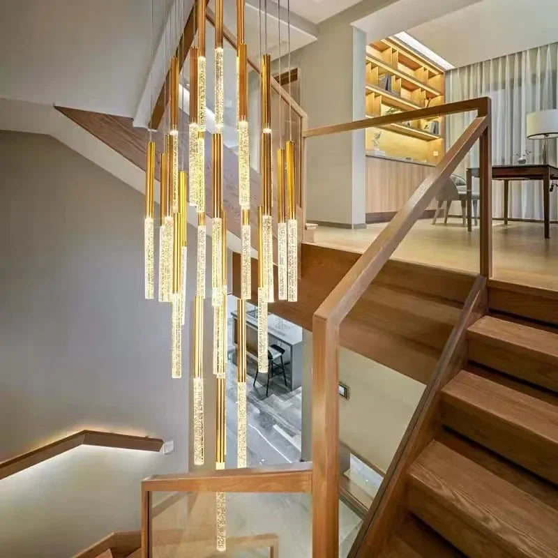 Afralia™ Crystal LED Chandelier: Stylish Lighting for Staircase & Living Room