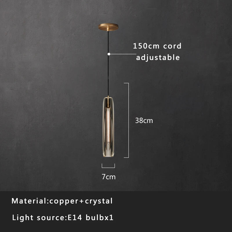 Afralia™ Luxury Copper Crystal Pendant Lights for Home Kitchen Bar Decoration