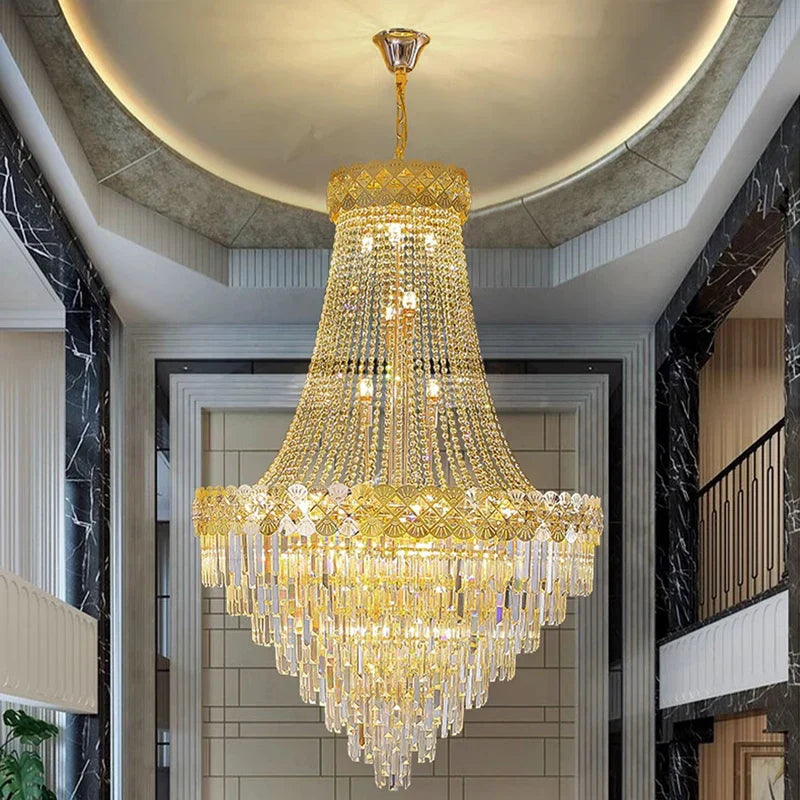 Afralia™ Crystal Chandelier Villa Living Room Modern Light Luxury Hotel Lobby Elegant Staircase