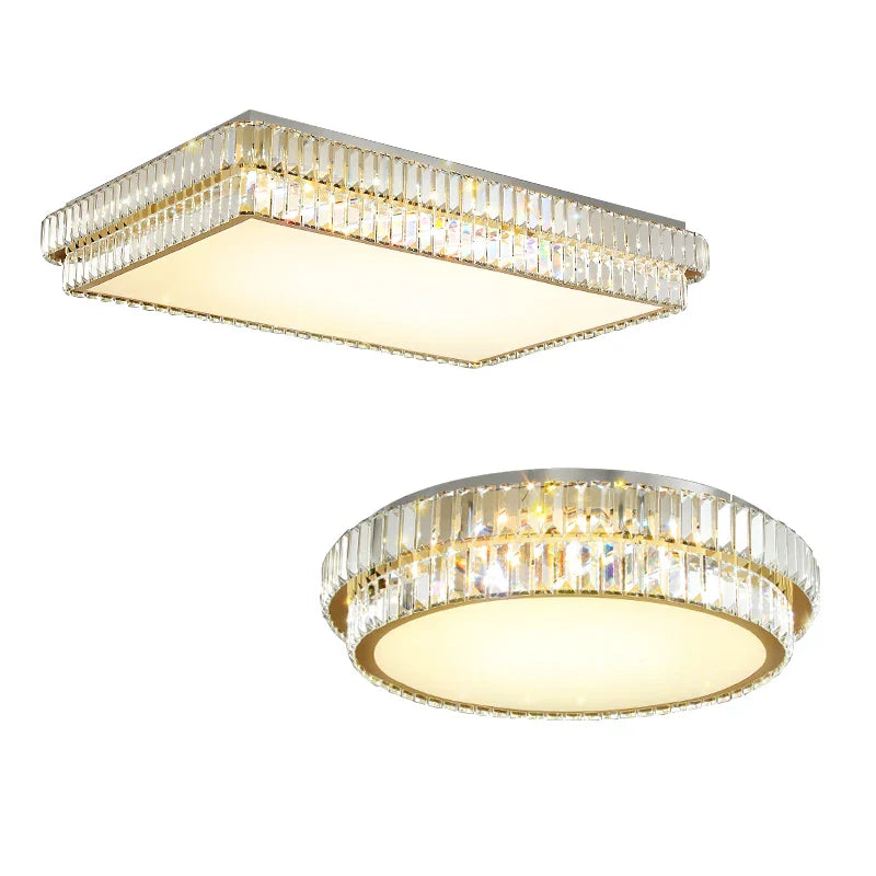 Afralia™ Luxury Crystal Ceiling Light, Modern LED Gold/Silver, Dimmable, Round/Square Design