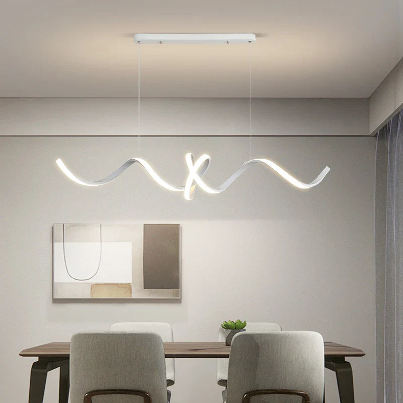 Afralia™ Modern White Led Strip Pendant Chandeliers for Home Indoor Decor Lighting