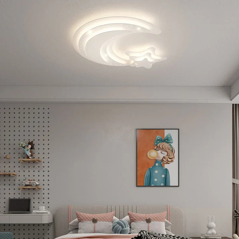 Afralia™ Star Moon LED Ceiling Lights for Living Room, Bedroom, and Kids Room