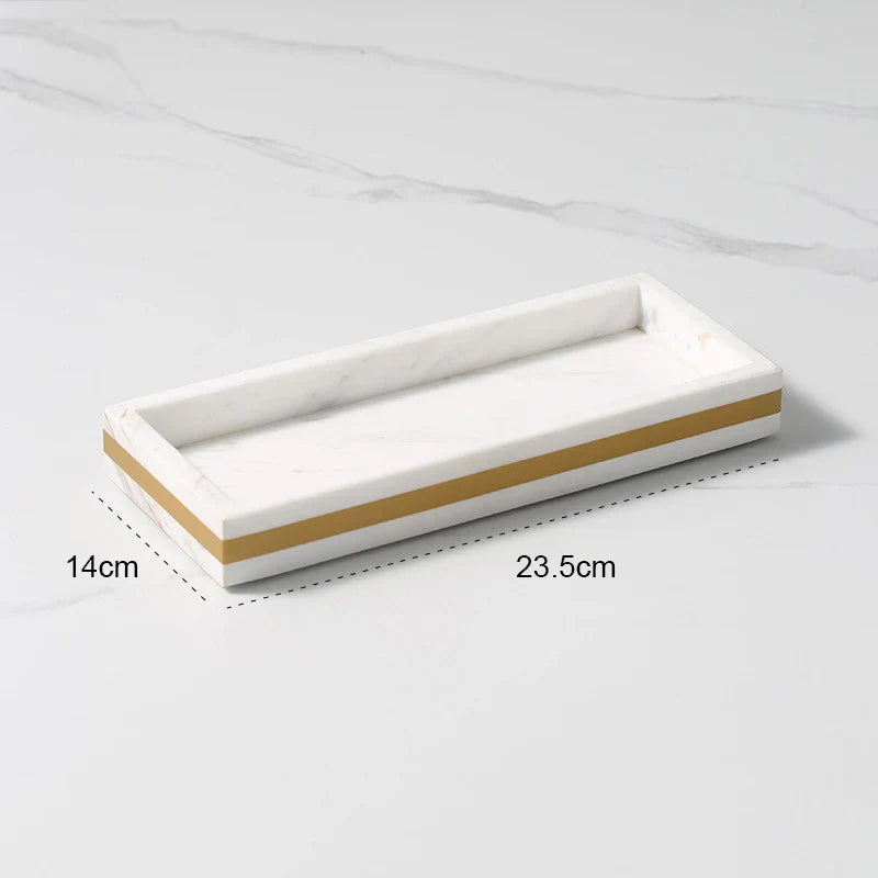 Afralia™ Volakas White Marble Bathroom Set Luxury Bath Accessories Gold Accents