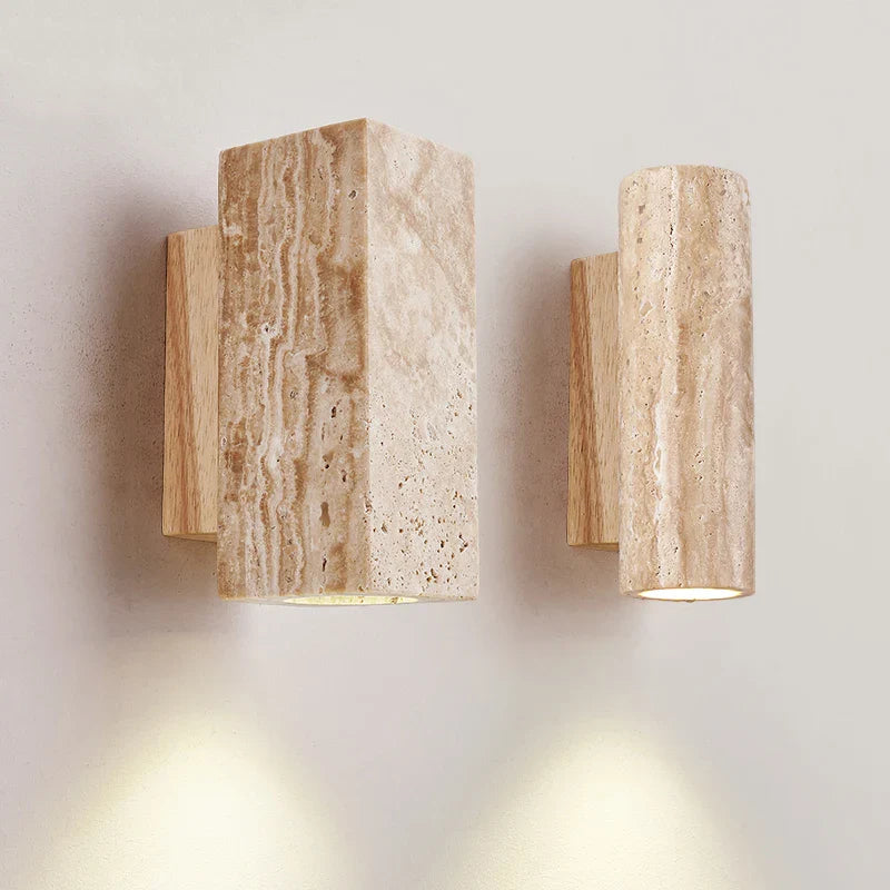 Afralia™ Yellow Travertine Wall Light LED Sconce for Living Room & Bedroom