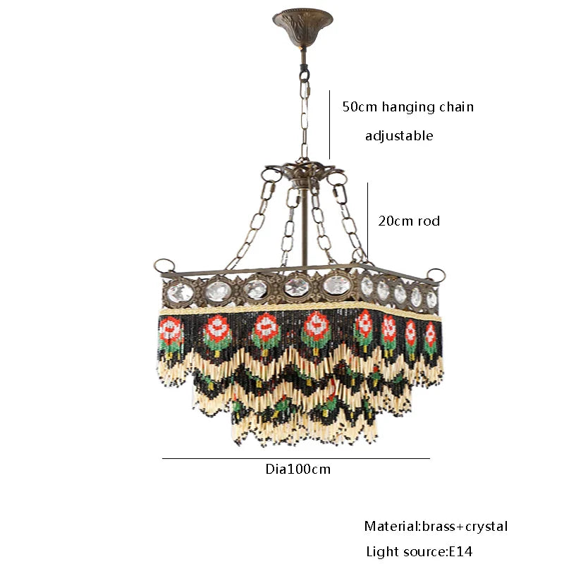 Afralia™ Black Rose Tassel Pendant Lights, Classic Retro Lustres for Living Room