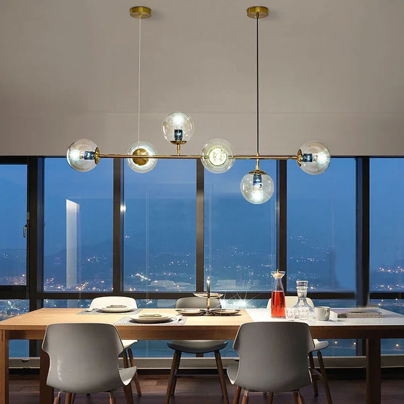 Afralia™ Nordic Glass Ball Chandelier: LED Lighting Fixture for Dining Room, Kitchen, Bedroom