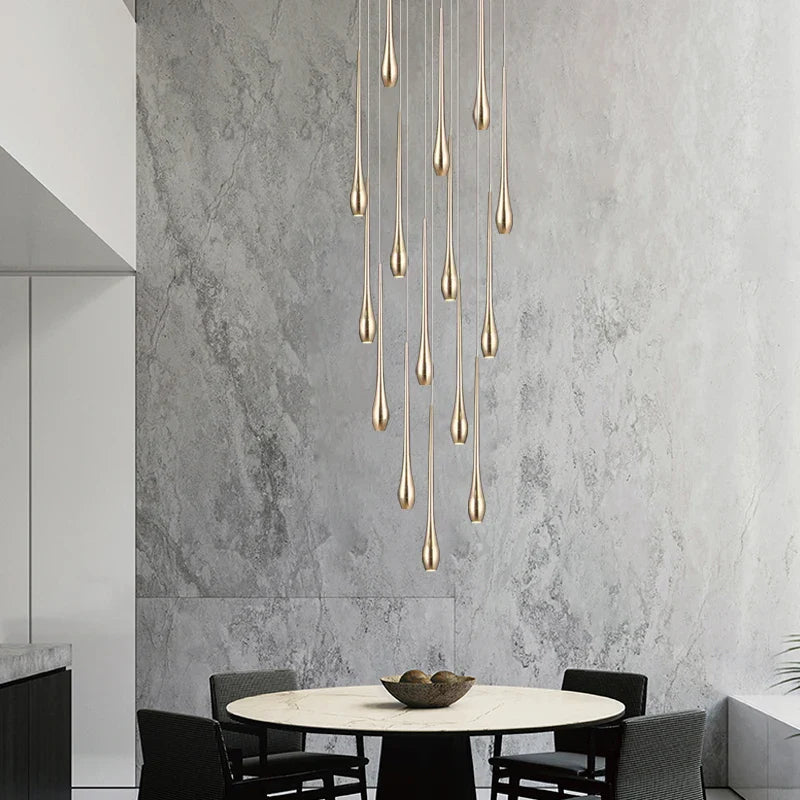 Afralia™ Gold LED Chandelier for Duplex Villa Living Room and Staircase