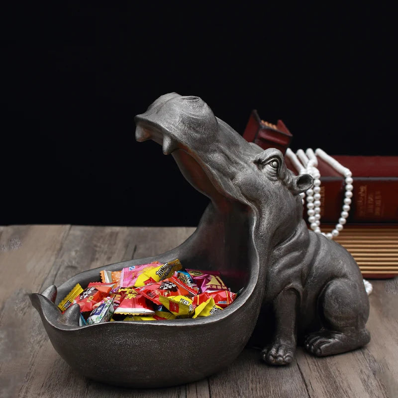 Afralia™ Hippo Key Box: Decorative Table Sculpture & Storage Solution for Home Ornament