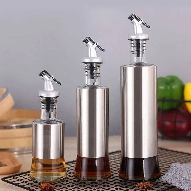 Afralia™ Stainless Steel Oil Bottle for Leak-proof Oil and Vinegar Storage