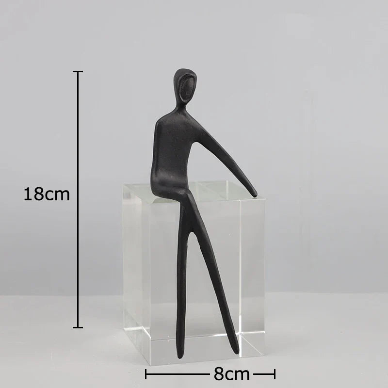 Afralia™ Abstract Character Sculpture with Crystal Base for Modern Room Decor