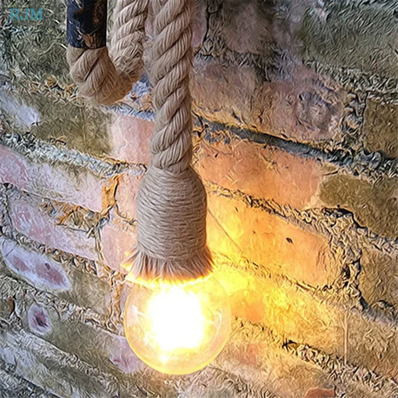 Afralia™ Loft Style Industrial Hemp Rope Wall Lamps for Gallery Stairs and Bar