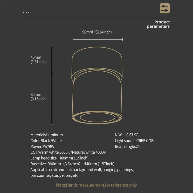 Afralia™ 9W COB LED Ceiling Spotlight 360° Rotation Modern Surface Mounted Lamp