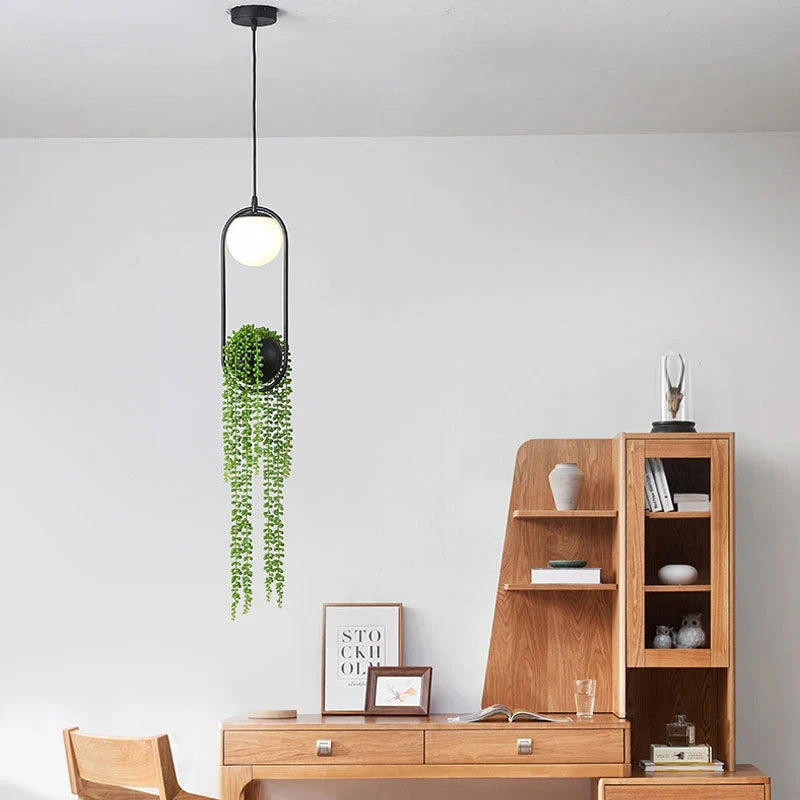 Afralia™ Nordic Plant Pendant Lights for Dining Room Home Decor - LED Hanging Flower Lamp