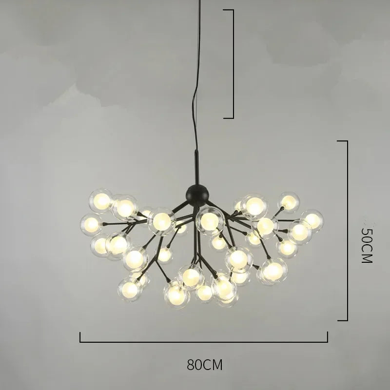 Afralia™ Heracleum Firefly Glass Round Ball Chandelier - Luxury Staircase Dining Room Lighting