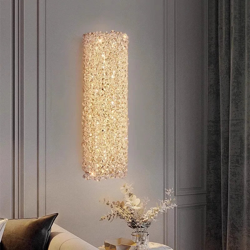 Afralia™ Crystal Beads Wall Lamp LED Light Fixture for Home Decor & Living Room