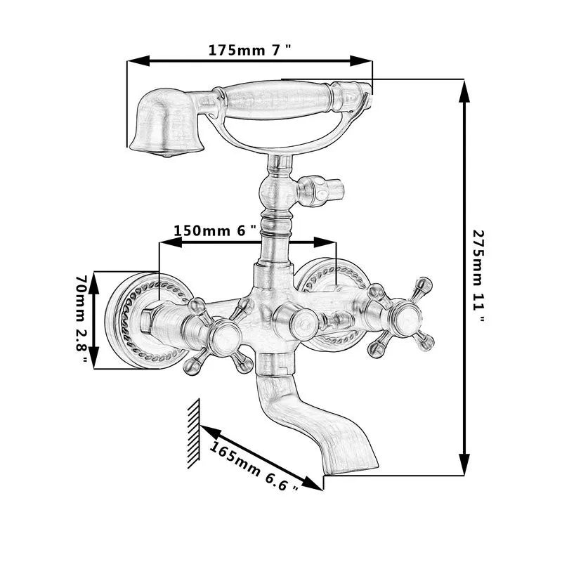 Afralia™ Antique Bass Wall Mounted Shower Mixer Set