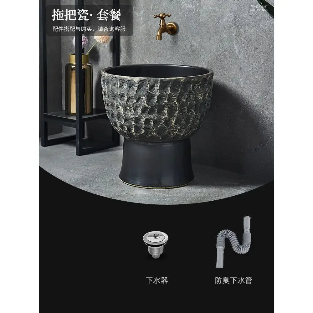 Afralia™ Retro Outdoor Ceramic Basin Column Wash Basin for Bathroom Sinks