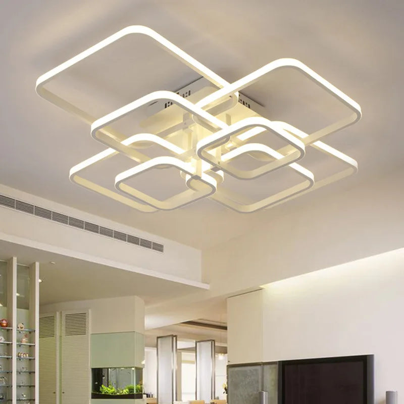 Afralia™ LED Square Chandelier Ceiling Light for Living Room Bedroom