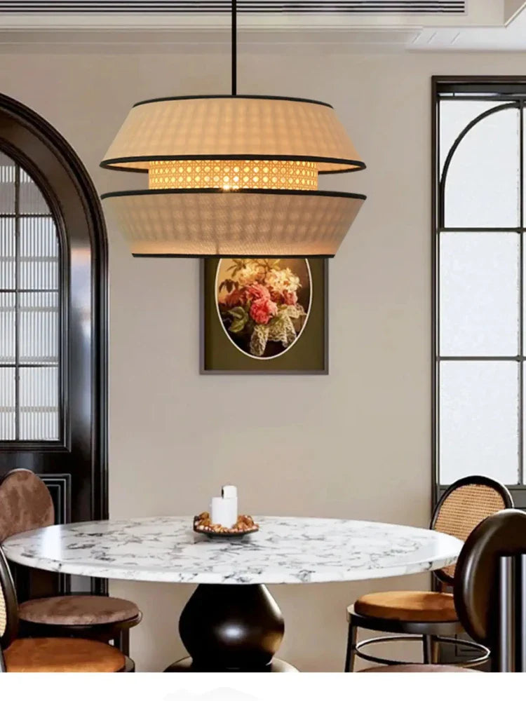 Afralia™ Rattan Pendant Light: Hand-woven Chandelier, Japanese Style for Living Room, Bedroom & Kitchen