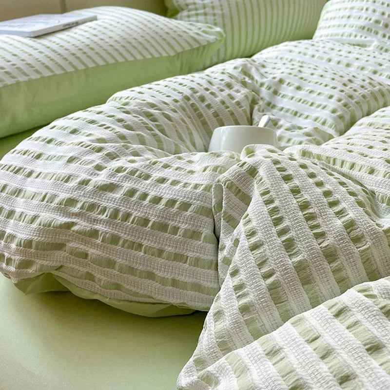 Afralia™ Pure Cotton Jacquard Comforter 4-Piece Bedding Set: Soft, Breathable, Skin-Friendly Quality