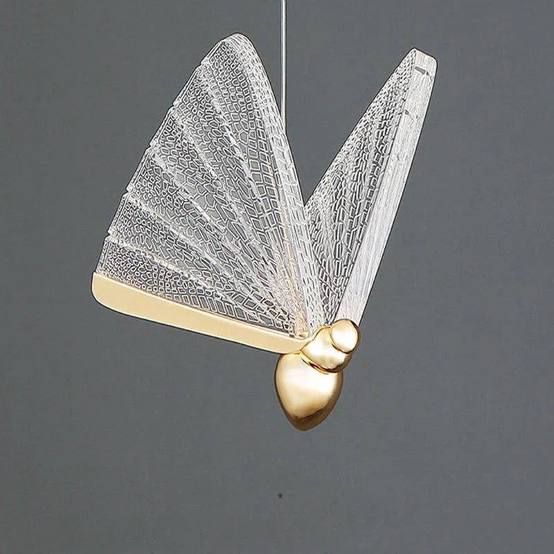 Afralia™ Gold Butterfly LED Acrylic Pendant Light for Living Room Ceiling