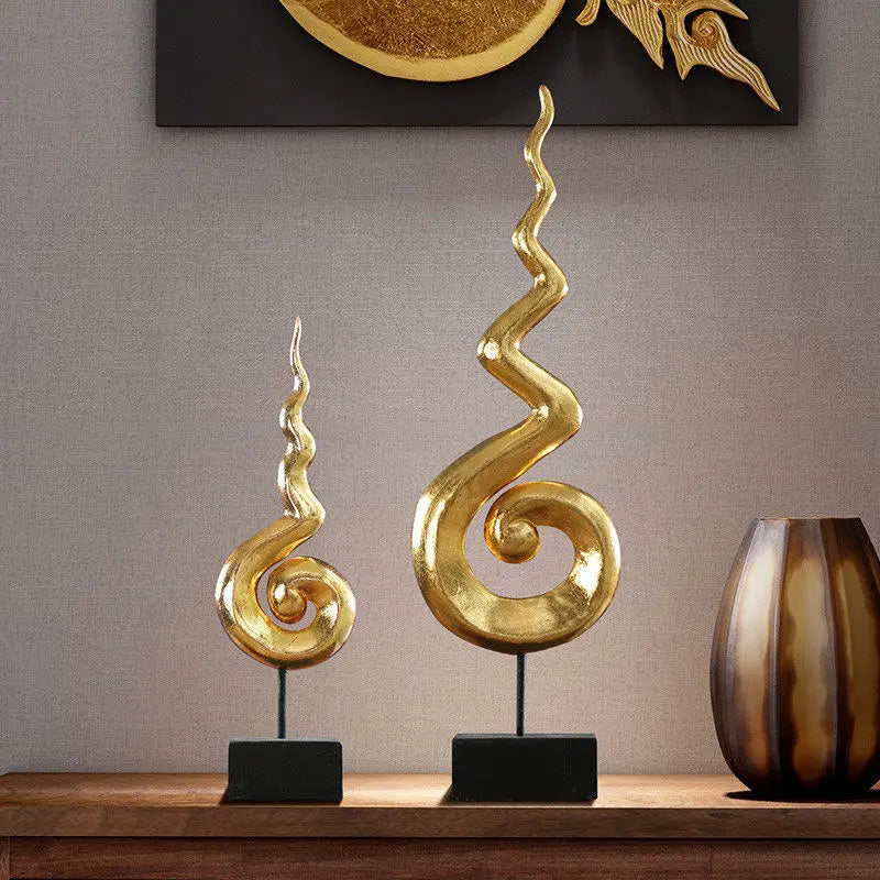 Afralia™ Orange Gold Ceramic Statue, Modern Decor for Living Room, Office, Coffee Table