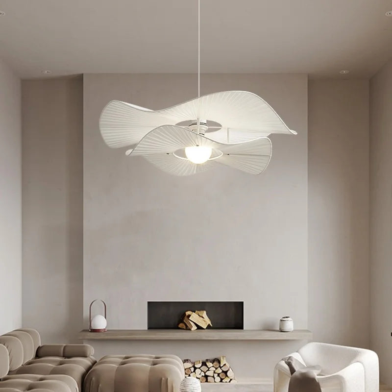 Afralia™ Pleated Fabric Pendant Lights E27 White Chandelier - Nordic 2 Layer Design