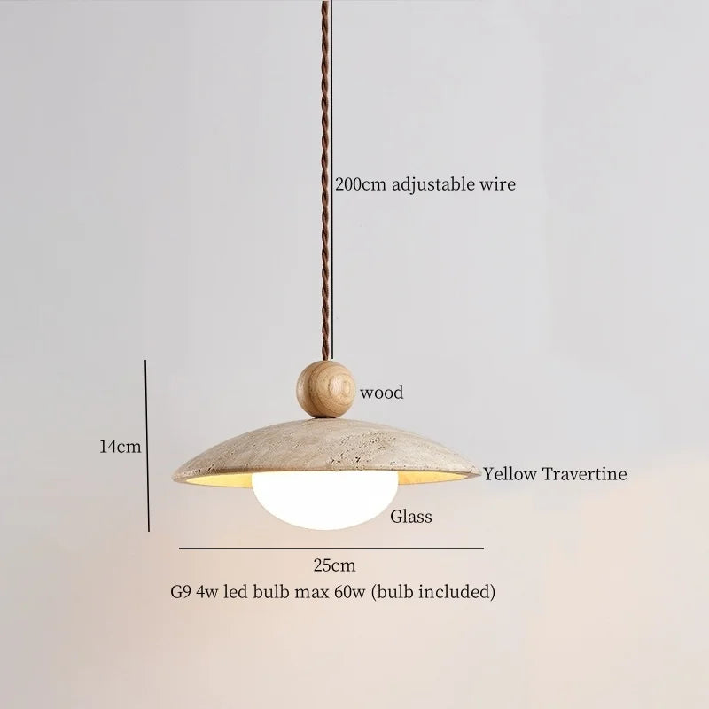 Afralia™ Wabi Sabi LED Pendant Lamps Yellow Travertine Hanging Light for Home Decor